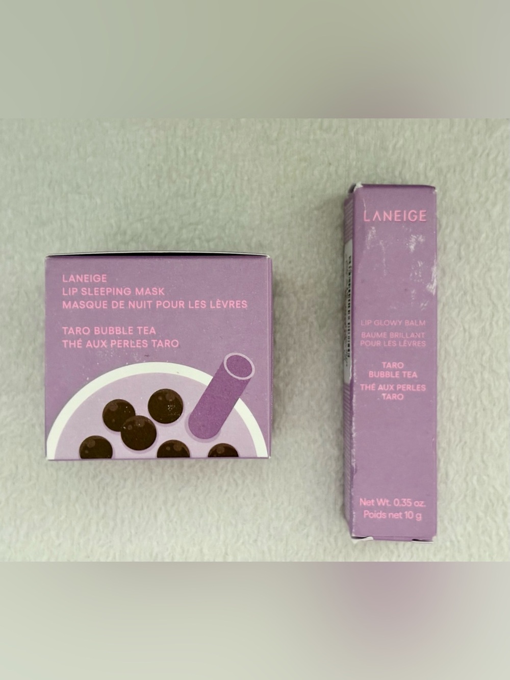 LANEIGE Taro Bubble Tea Lip Sleeping Mask + Lip Glowy Balm